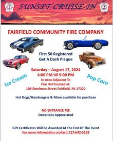 SUNSET CAR CRUISE-IN 
Saturday August 17th
Food, Cars, Music and More!!